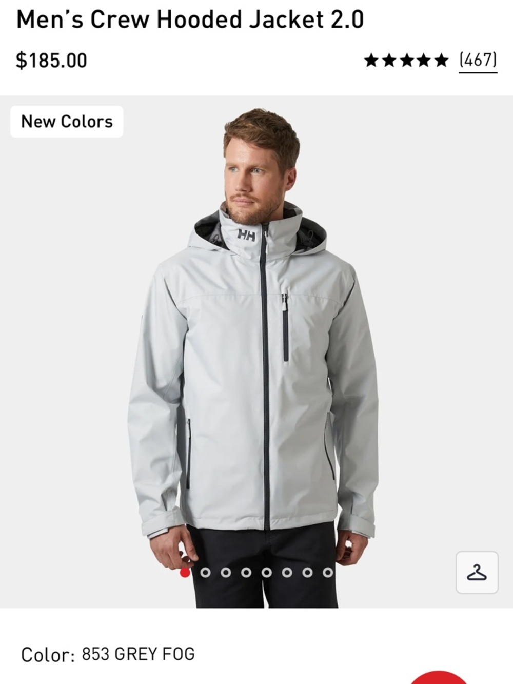 Helly Hansen Men’s Hooded Rain Jacket — Light Grey